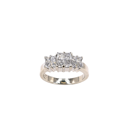 Women’s Platinum White Gold Multistone Ring with Princess Cut Diamonds - 4.9g 0.70ct - Hyman’s Jewellers
