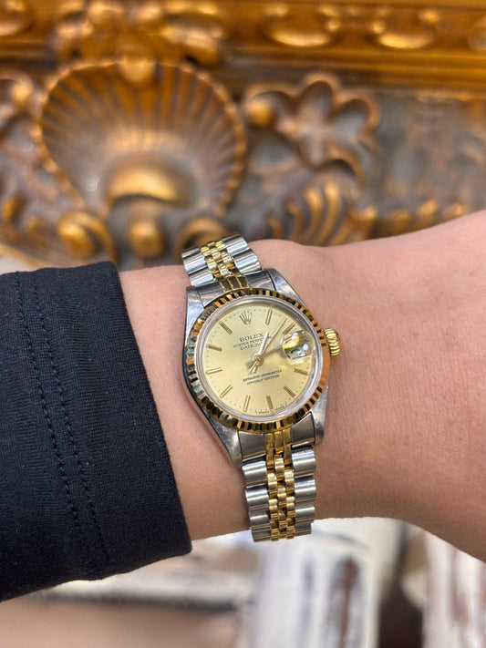 Women’s Rolex Datejust Bimetal Wristwatch with Champagne Dial - 26mm 1986 - Hyman’s Jewellers
