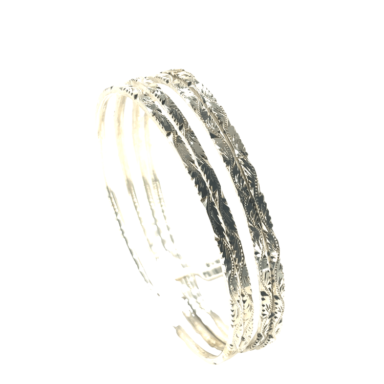 Women’s Silver Etched Bangle Set of 4 - 45g - Hyman’s Jewellers