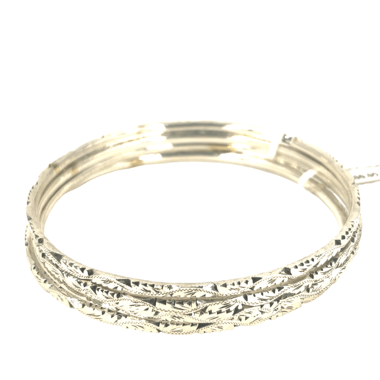 Women’s Silver Etched Bangle Set of 4 - 45g - Hyman’s Jewellers