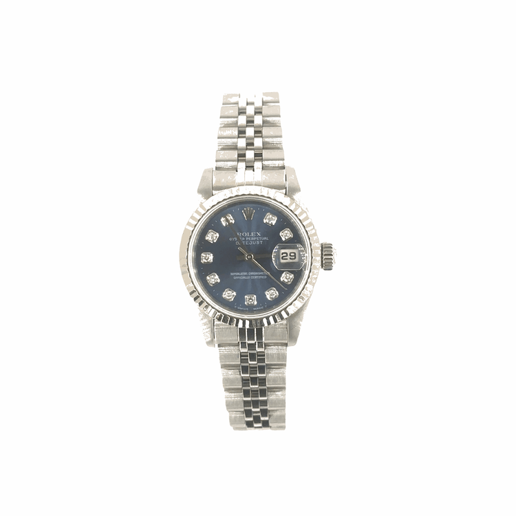 Women’s Stainless Steel Rolex DateJust Blue Dial Diamond Dot 26mm Watch - Hyman’s Jewellers