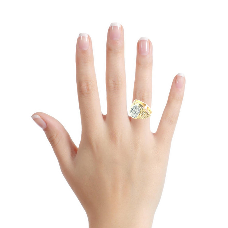Yellow Gold Diamond Pavé Set Signet Ring - Hyman’s Jewellers