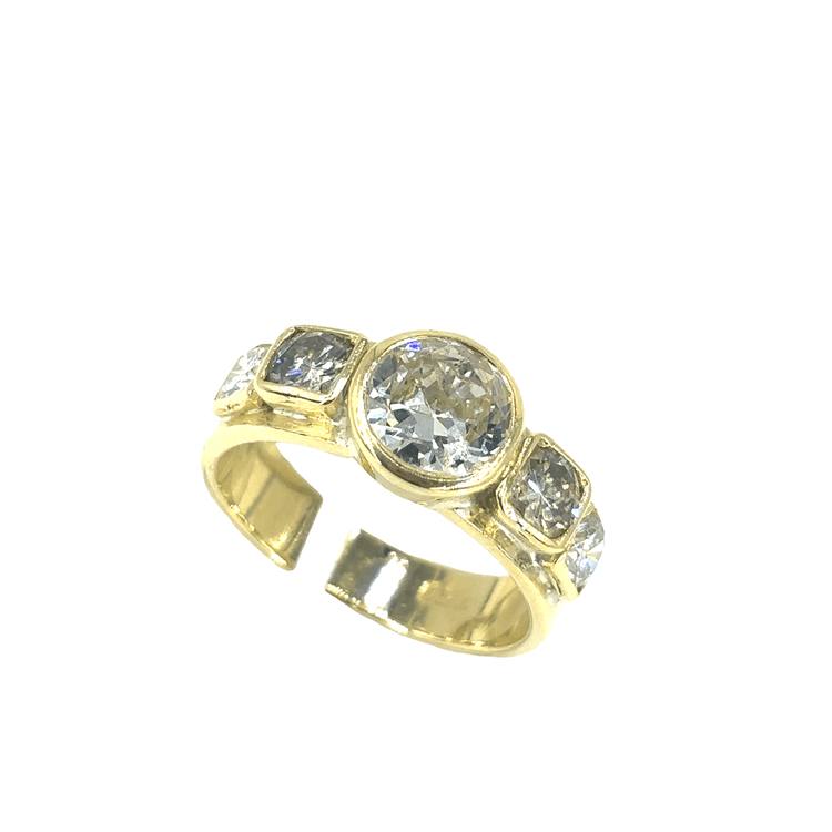 Yellow Gold Multistone Ring with Round Cut Diamond - Hyman’s Jewellers