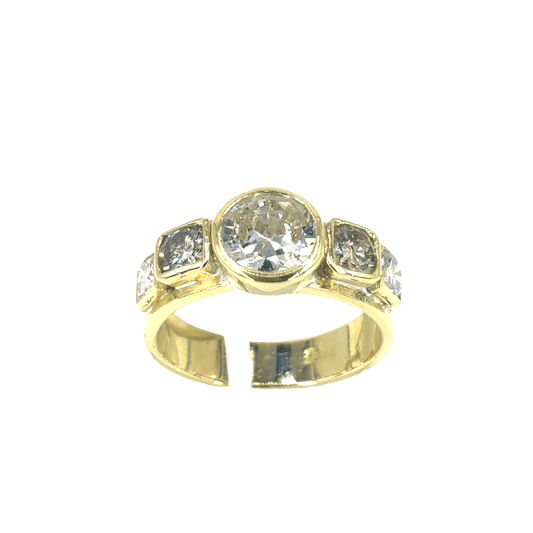 Yellow Gold Multistone Ring with Round Cut Diamond - Hyman’s Jewellers