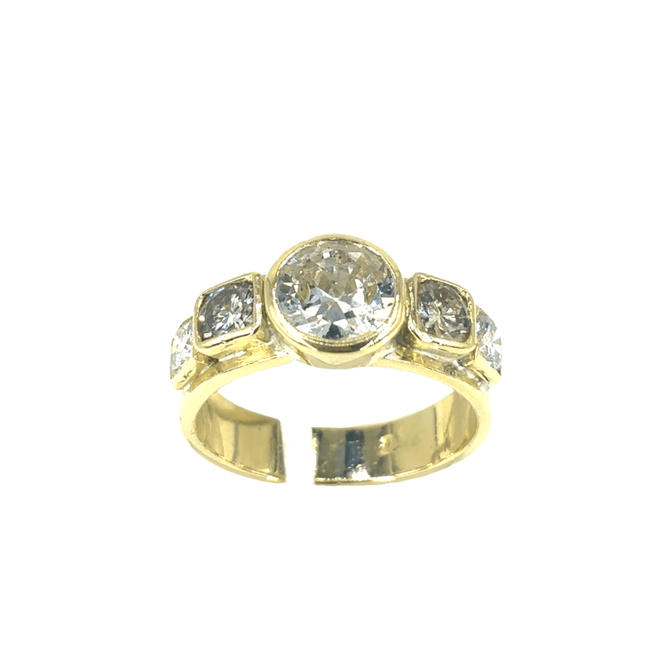 Yellow Gold Multistone Ring with Round Cut Diamond - Hyman’s Jewellers