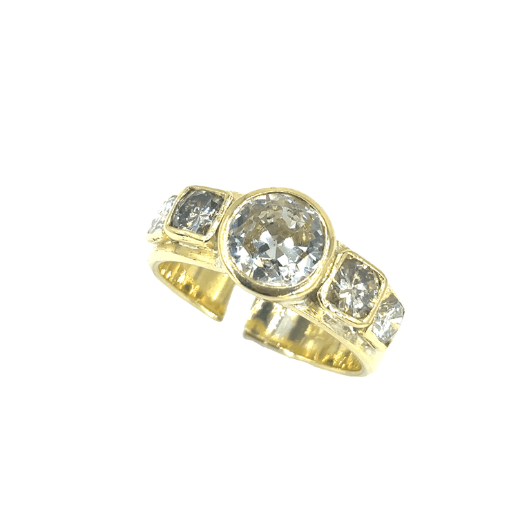 Yellow Gold Multistone Ring with Round Cut Diamond - Hyman’s Jewellers