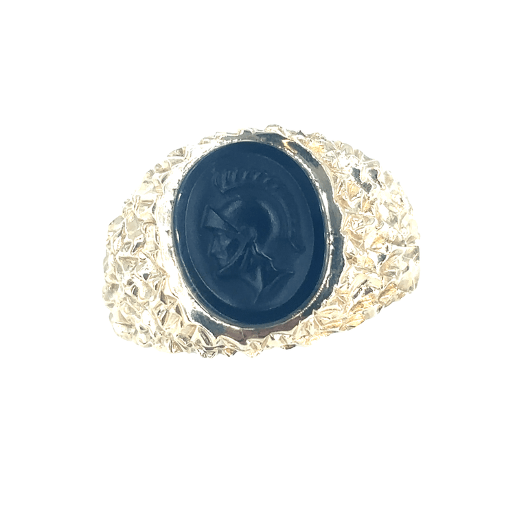 Yellow Gold Signet Ring with Engraved Onyx - Hyman’s Jewellers