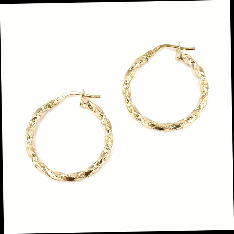 Yellow Gold Twisted Hoop Earrings - Hyman’s Jewellers