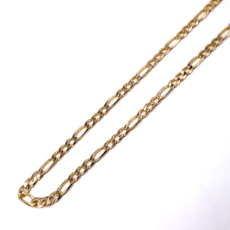 9ct Yellow Gold Solid Figaro Chain- 7.2g