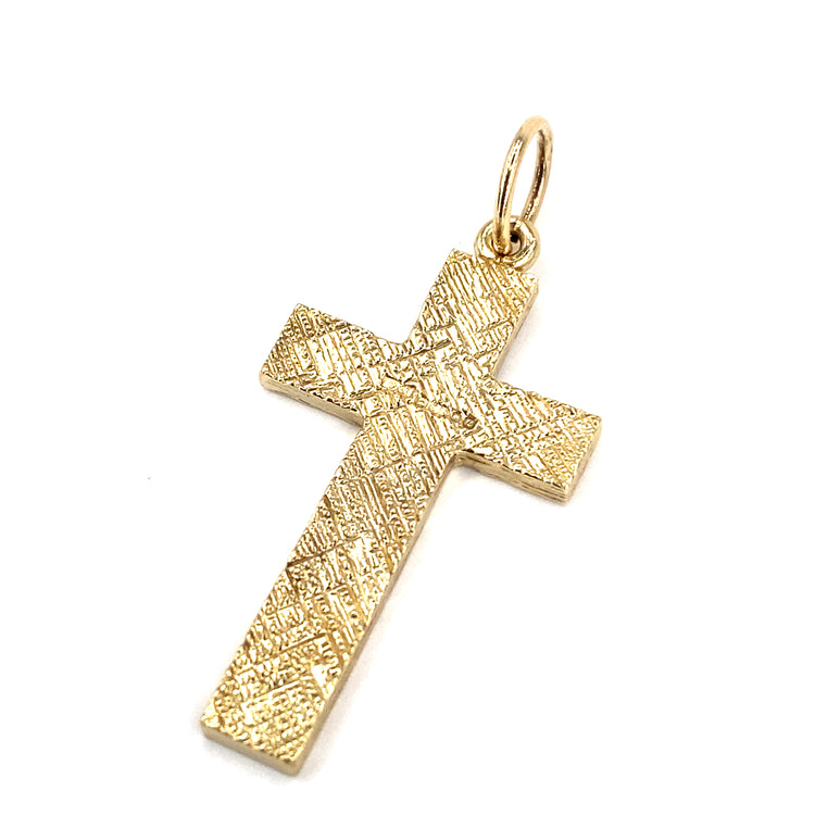 Unisex 9ct Yellow Gold Engraved Cross - 4g