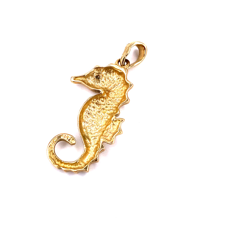 Children’s 9ct Yellow Gold Cz Seahorse Charm - 1g