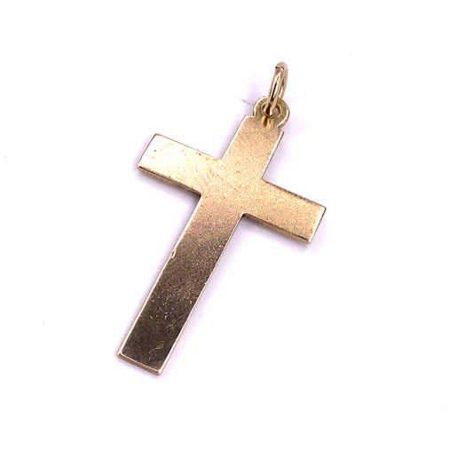 Unisex 9ct Yellow Gold Cross Pendant-1.5g