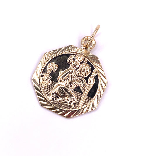 Unisex 9ct Yellow Gold St Christopher Pendant -1g