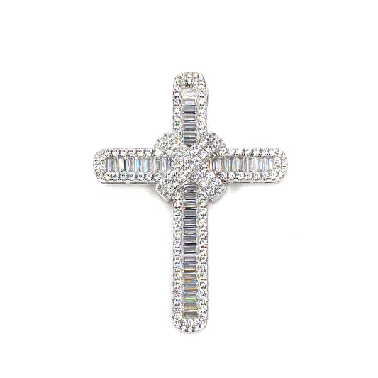 Women’s 925 Sterling Silver Cross Pendant - CZ Set Medium