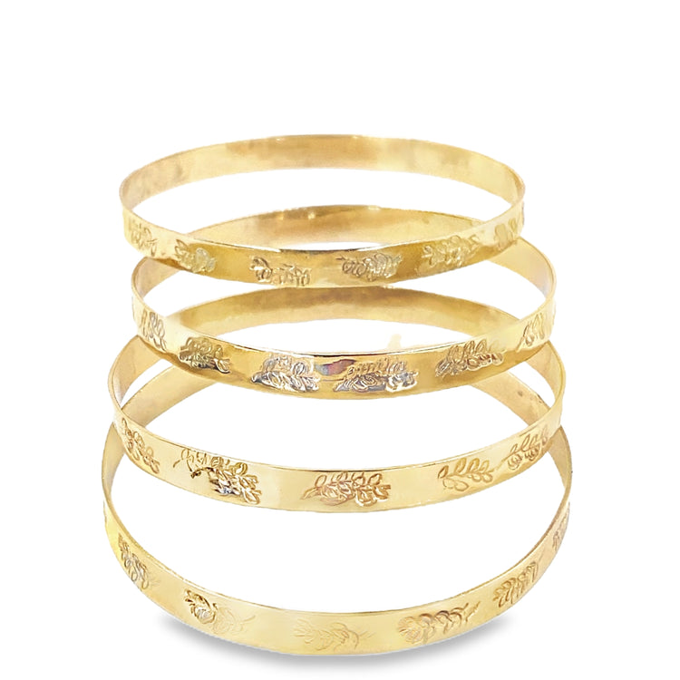 Children’s 9ct Yellow Gold Engraved Bangle -Set Of Four