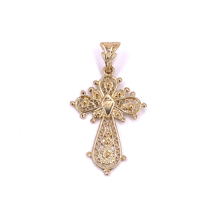 Unisex 9ct Yellow Gold Openwork Cross Pendant- 2g