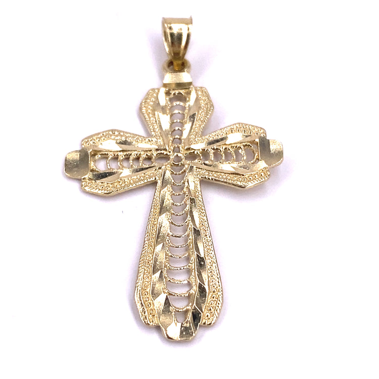 Unisex 9ct Yellow Gold Openwork Cross Pendant- 2.5g