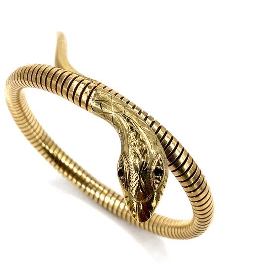 Women’s 9ct Yellow Gold Vintage Snake Bangle - 24.8g