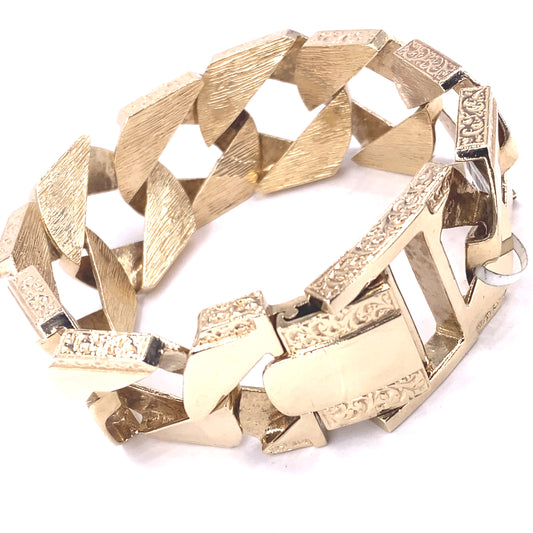 Men’s 9ct Yellow Gold XL Square Curb Bracelet - 129g