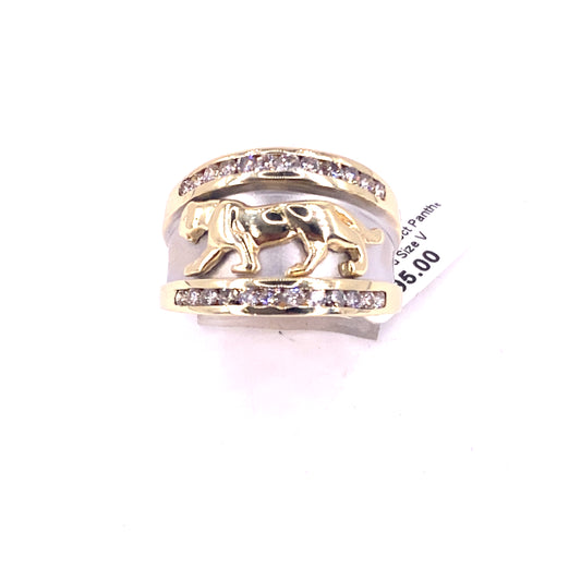 Men’s 9ct Yellow Gold Diamond Panther Ring - 0.50ct 11.6g Size V