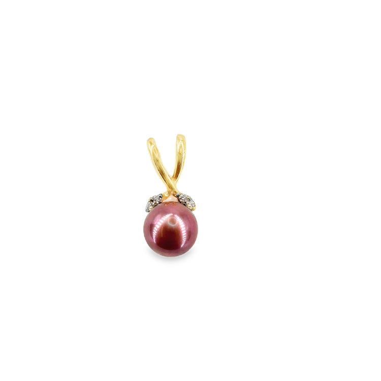 Women’s 18ct Red Pearl Diamond Pendant - 1.5g