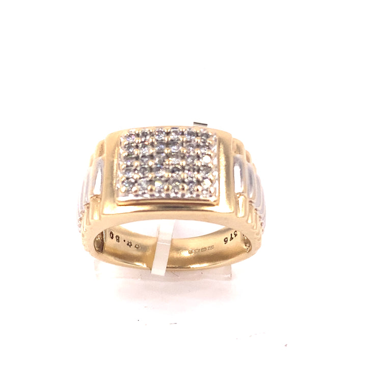 Men’s 9ct Yellow Gold Diamond Watch Link Ring - 0.50ct Size V 8.9g