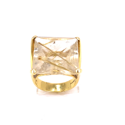 Women’s 18ct Yellow Gold Rutilated Quartz Designer Ring -