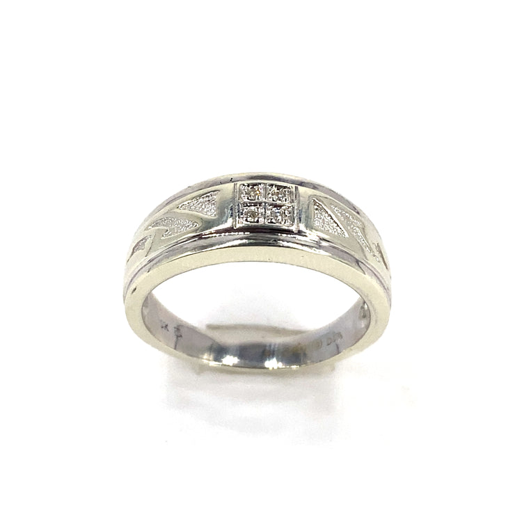 Men’s 9ct White Gold Diamond Ring - 0.05ct