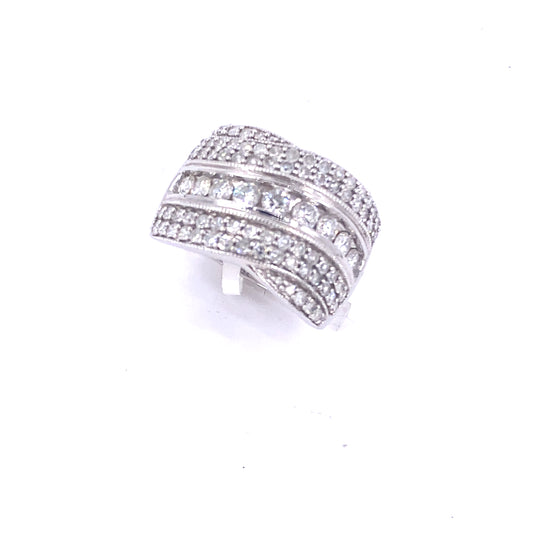 Women’s 9ct White Gold Diamond Cluster Ring - 7.5g 1.60ct Size S