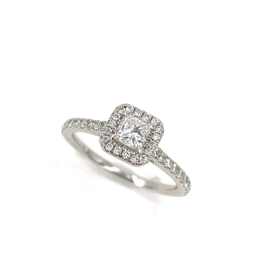 Women’s Platinum ‘Zara’ Princess Halo Natural Diamond Ring - 0.85ct