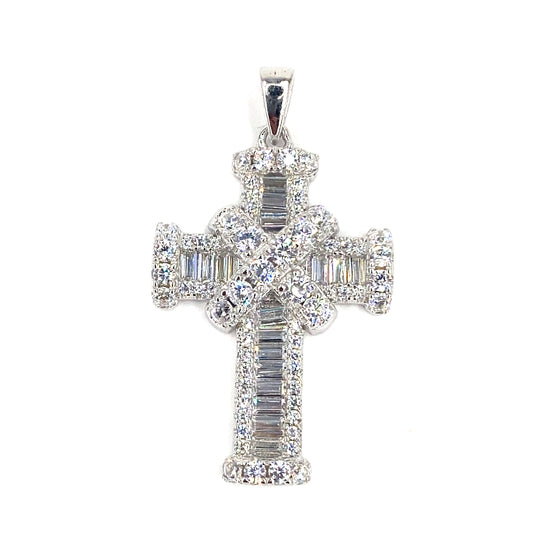 Women’s 925 Sterling Silver Cross Pendant - CZ Small