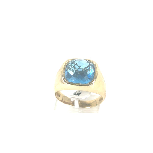 Men’s 14ct Yellow Gold Blue Stone Set Signet Ring - 6g