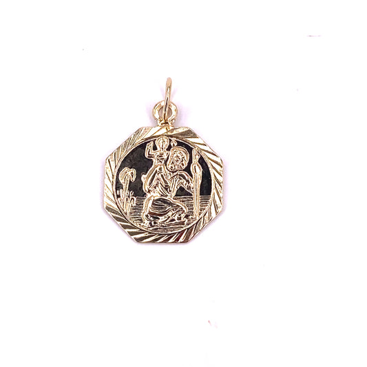 Unisex 9ct Yellow Gold St Christopher Pendant -1g