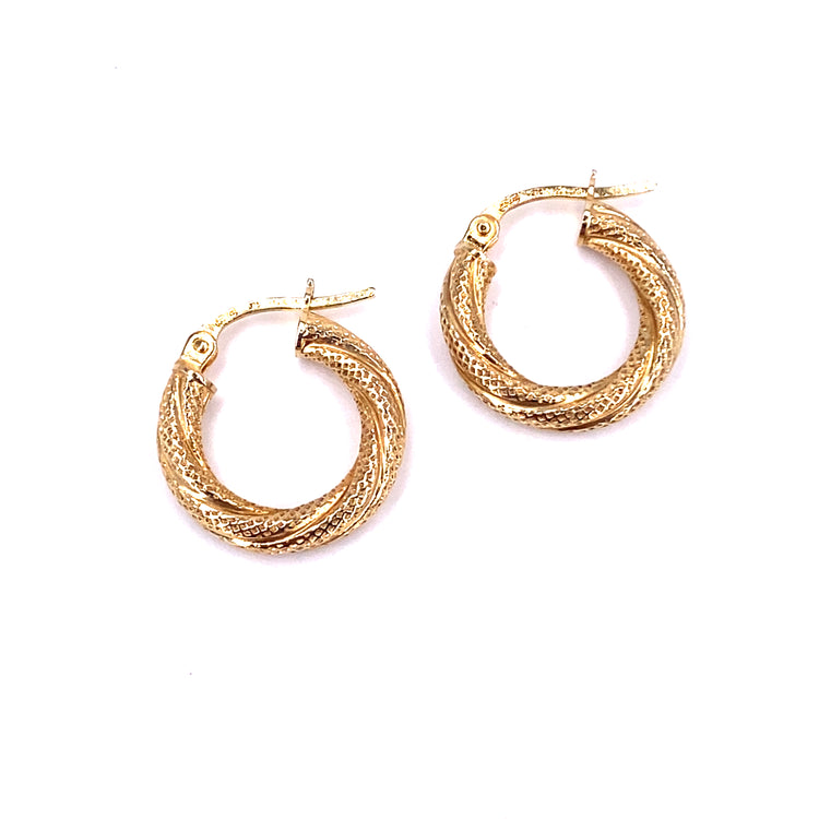 Women’s 9ct Yellow Gold Twist Hoops - 1g