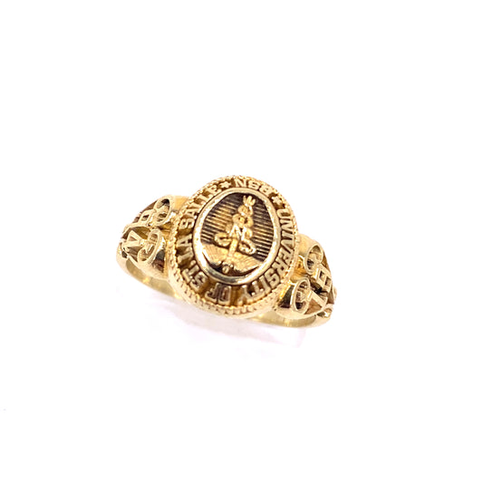 Unisex 14ct Yellow Gold University 'Caduceus' Medical Symbol College Ring - 4.5g