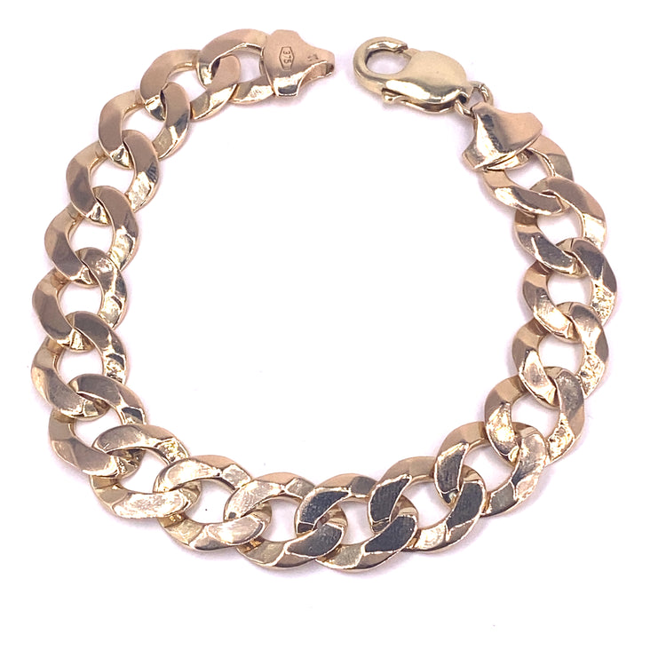 Men’s 9ct Tellow Gold Curb Bracelet- 26.9g 9”