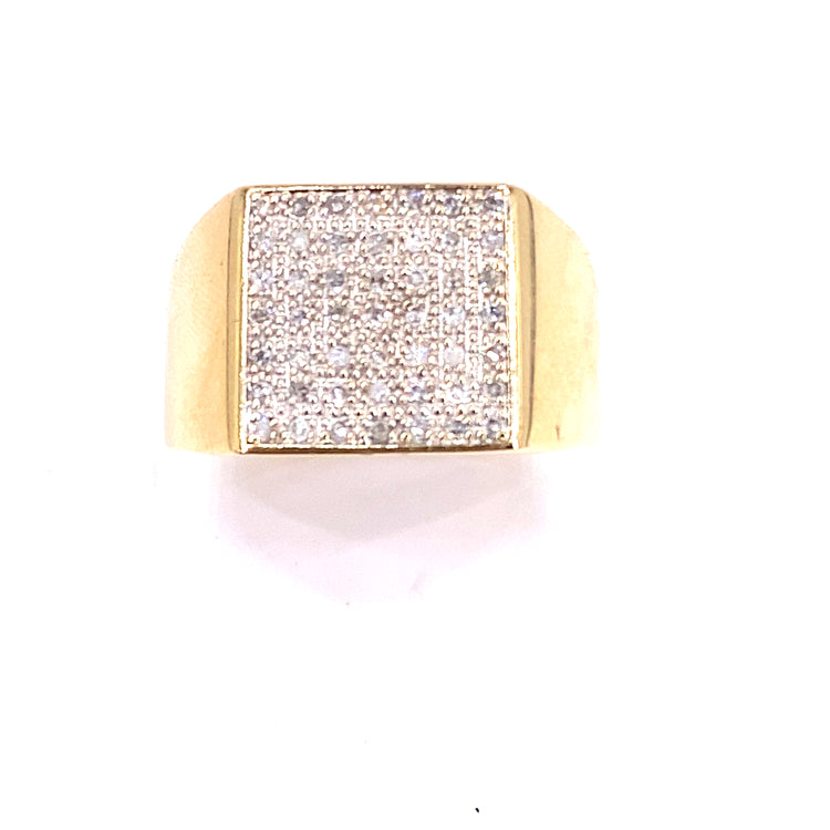 Men’s 9ct Yellow Gold Diamond Cluster Ring - 0.50ct