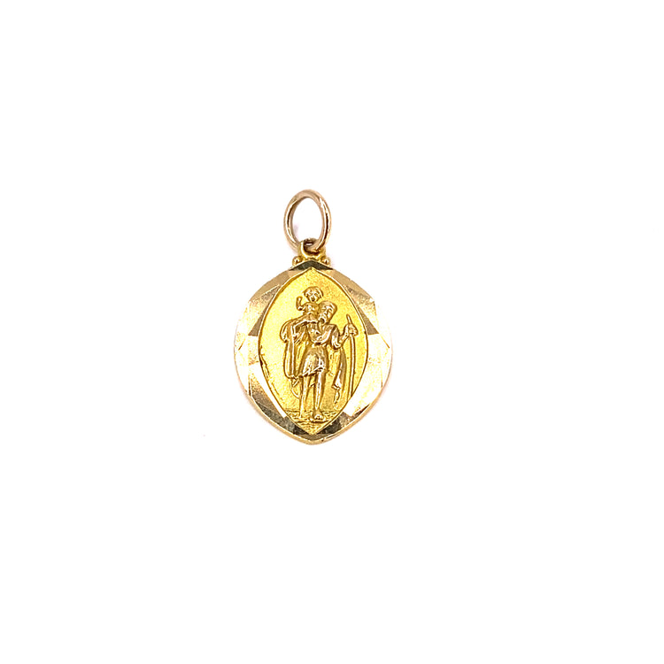 Unisex 9ct Yellow Gold St Christopher Pendant - 1.2g