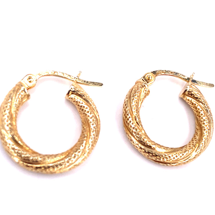 Women’s 9ct Yellow Gold Twist Hoops - 1g