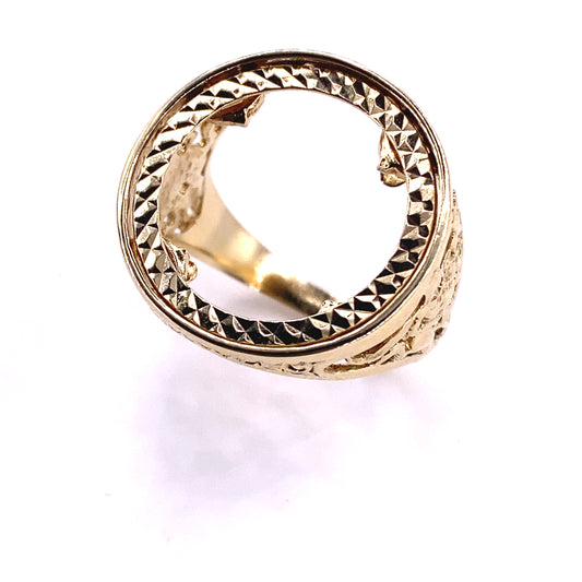 Men’s 9ct Yellow Gold Half Sov Mount Ring -5.3G