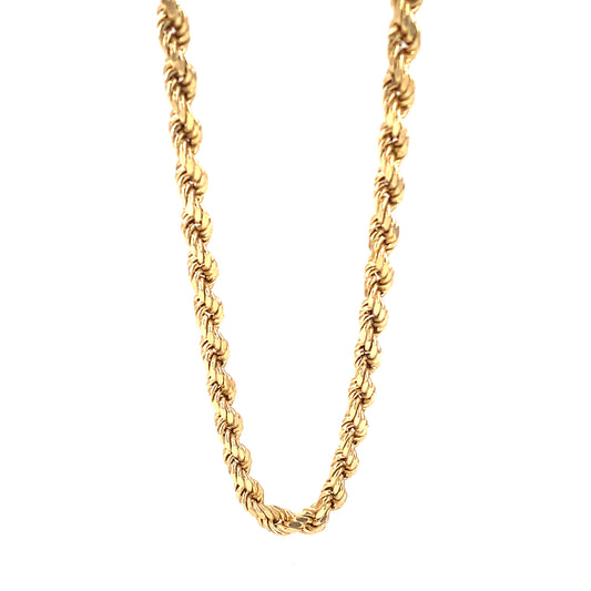 Men’s 9ct Yellow Gold Hollow Rope Chain - 16.5g 22”