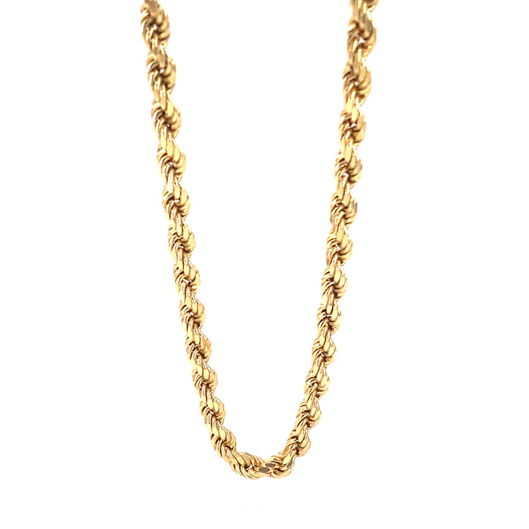 Men’s 9ct Yellow Gold Hollow Rope Chain - 16.5g 22”