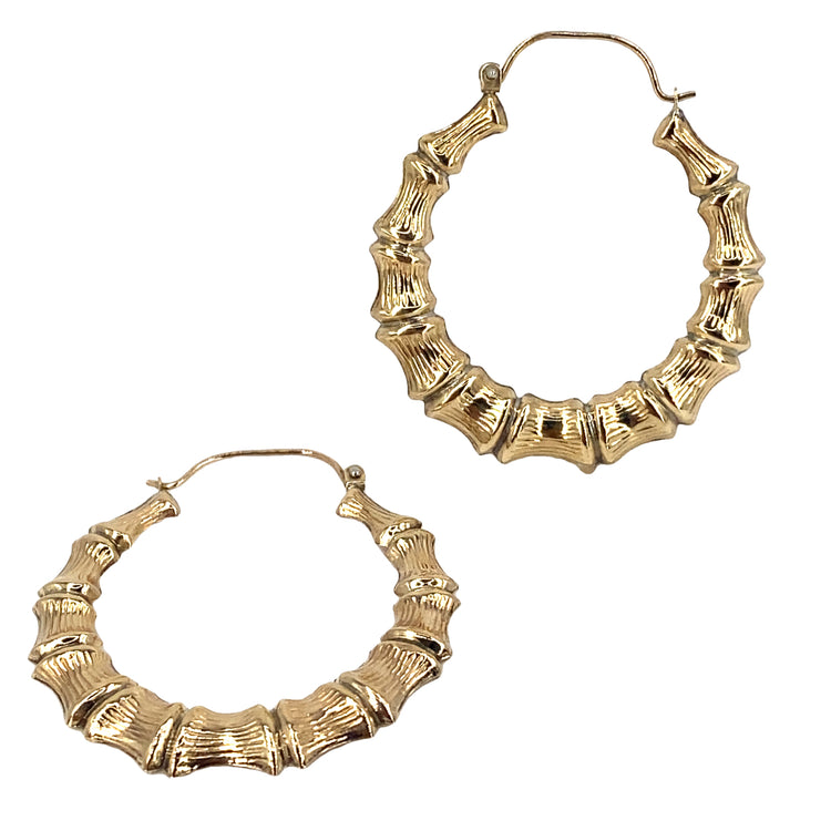 Women’s 9ct Yellow Gold Bamboo Hoop Earrings