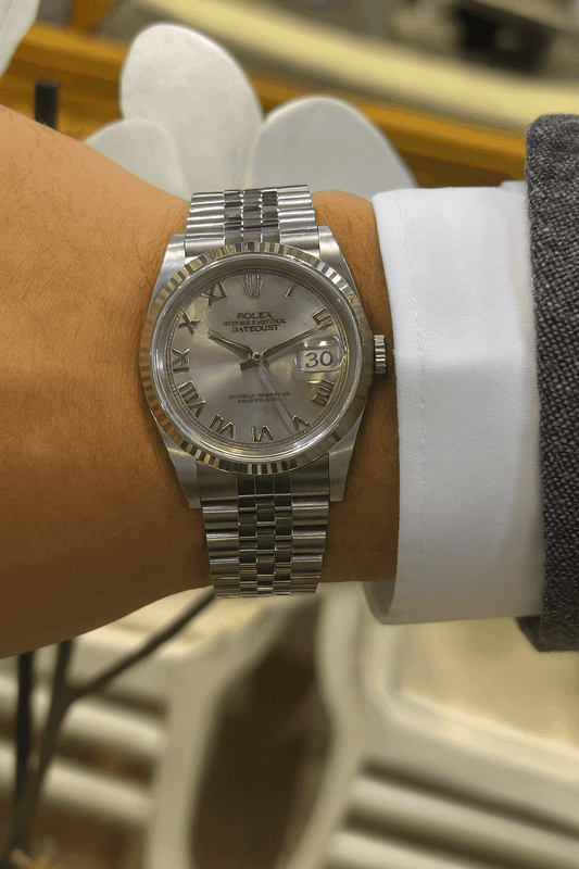 Men’s Stainless Steel Rolex DateJust 36 Watch - Roman Numerals