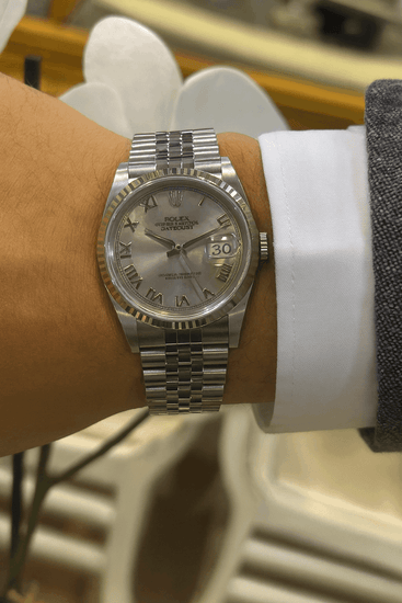 Men’s Stainless Steel Rolex DateJust 36 Watch - Roman Numerals