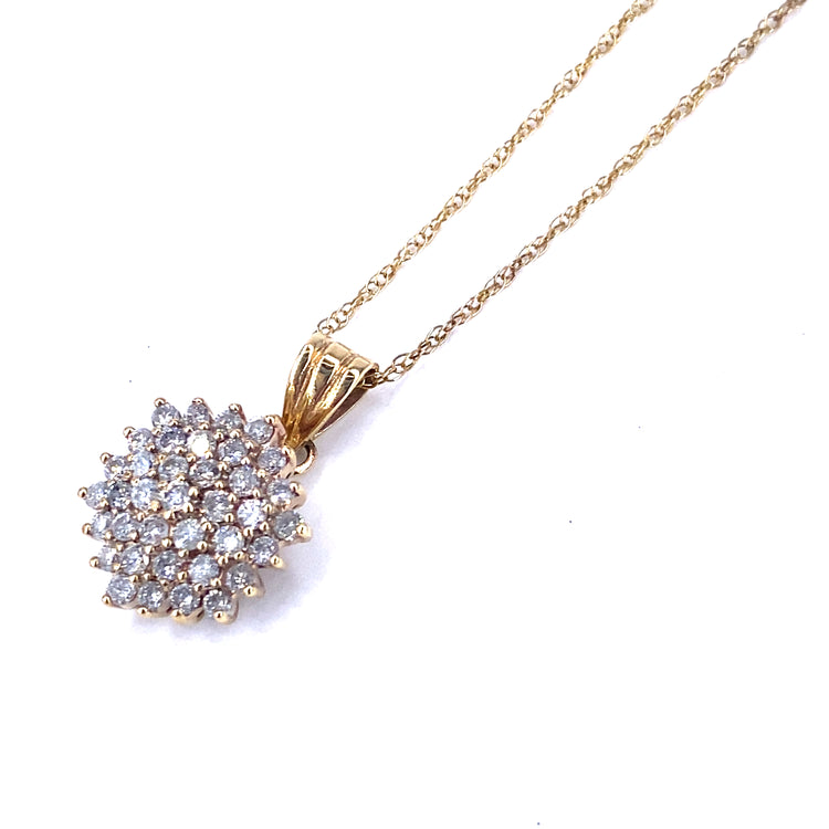 Women’s 9ct Yellow Gold Diamond Cluster Pendant - 1.00ct