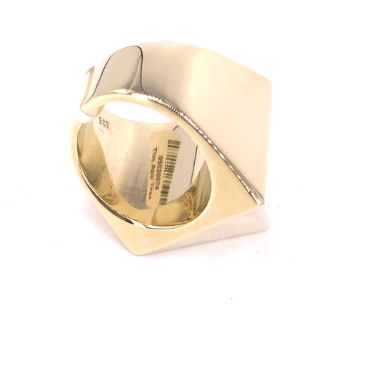 Mens 9ct Yellow Gold XL Pyramid Ring - 117.6g