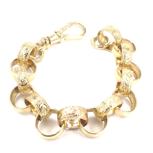 Men’s 9ct Yellow Gold Belcher Bracelet- 59.2g XL