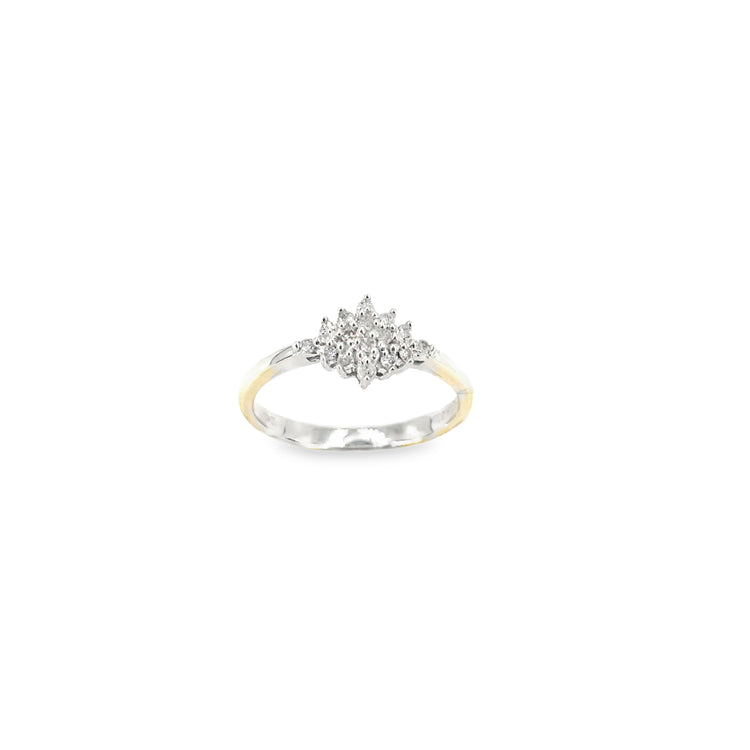 Women’s 9ct White Gold Diamond Cluster Ring - 2.7g 0.10ct Size L