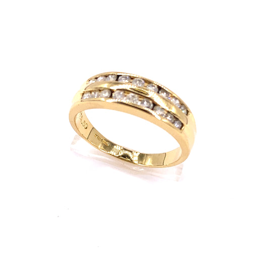 Women’s 18ct Yellow Gold Diamond Double Row Half Eternity Ring - 4.4g 0.90ct